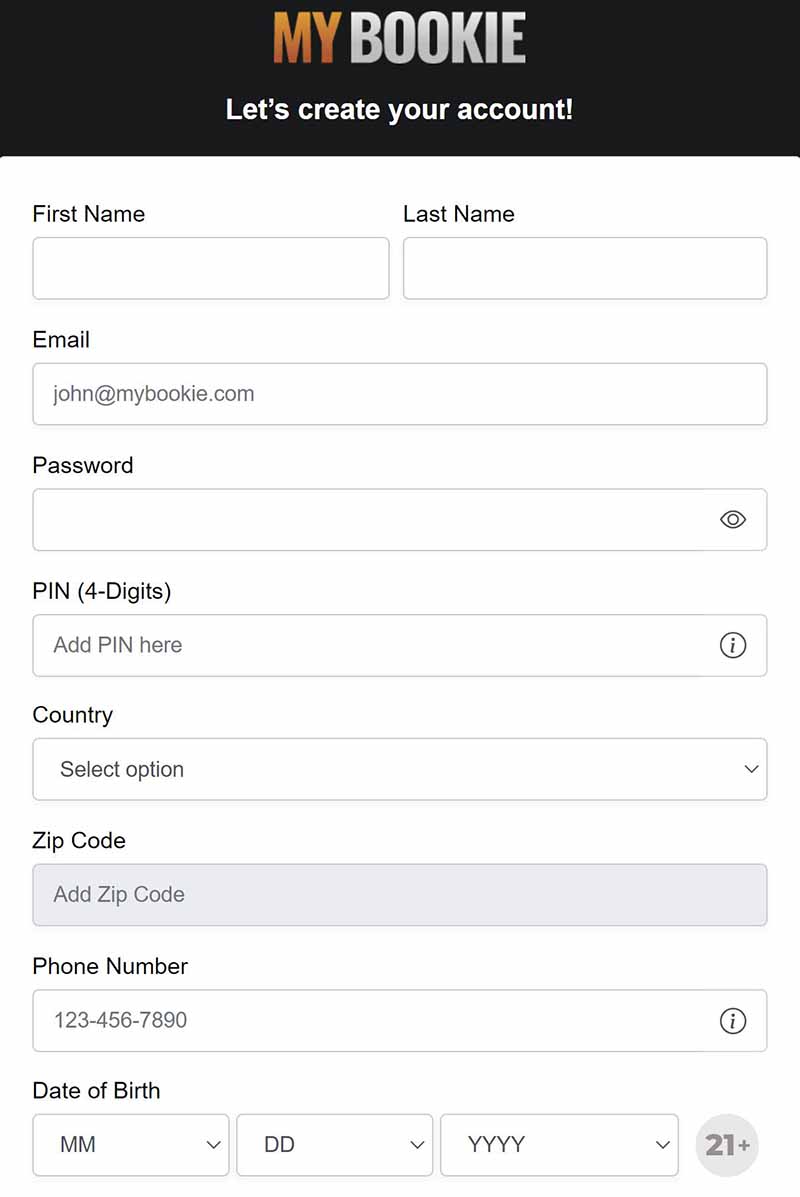 MyBookie Signup
